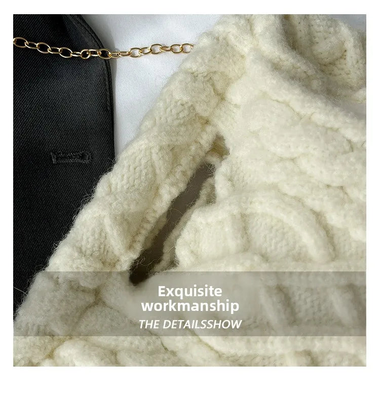 Borsa Crochet Donna Invernale – Crossbody Tricot con Catena e Texture Maglia