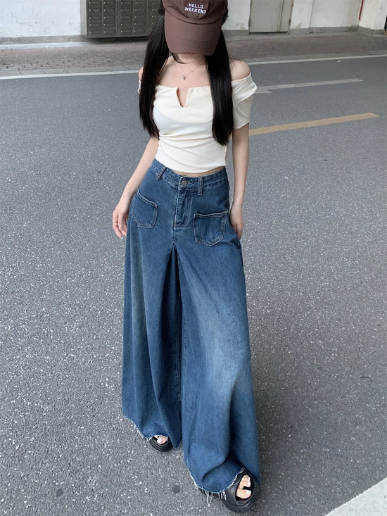 Baggy Jeans  larghi a vita alta effetto corsetto: stile Y2K con un tocco retrò per look streetwear di tendenza