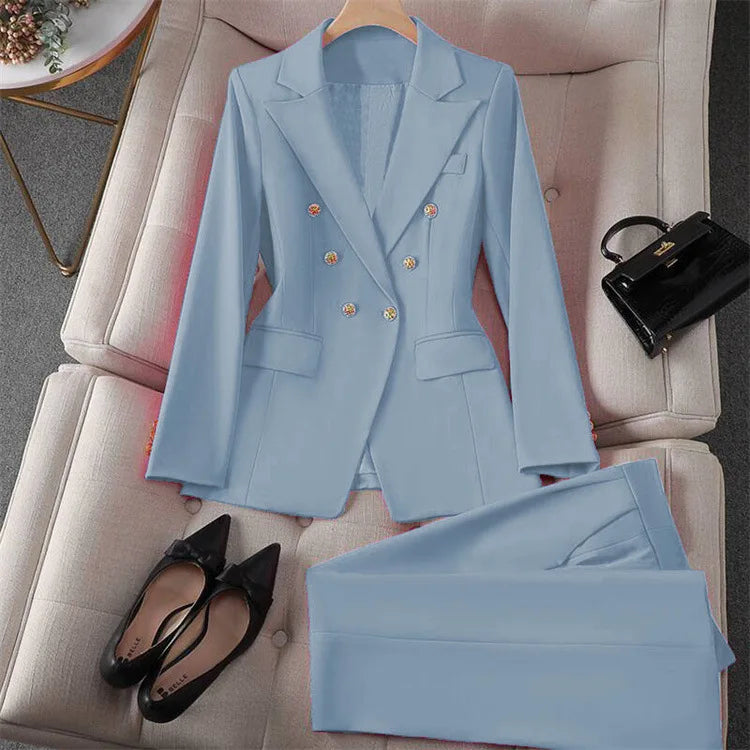 Set Blazer E Pantaloni Donna Primavera/Autunno - Tinta Unita, Leggermente Elasticizzato, Taglie S-3XL