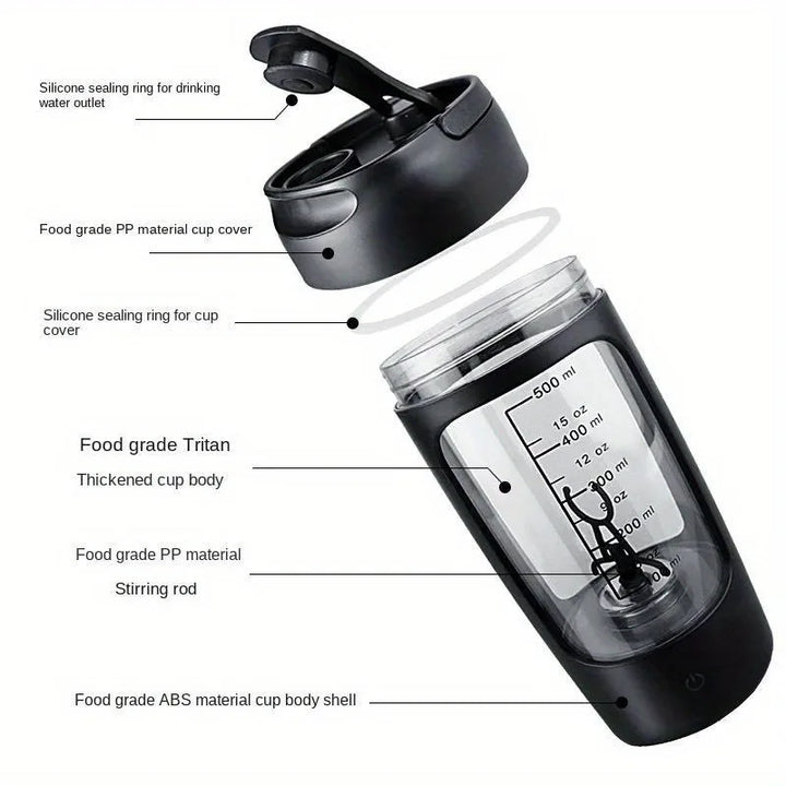 Shaker Elettrico 500 ml per Proteine – Mixer Automatico USB-C