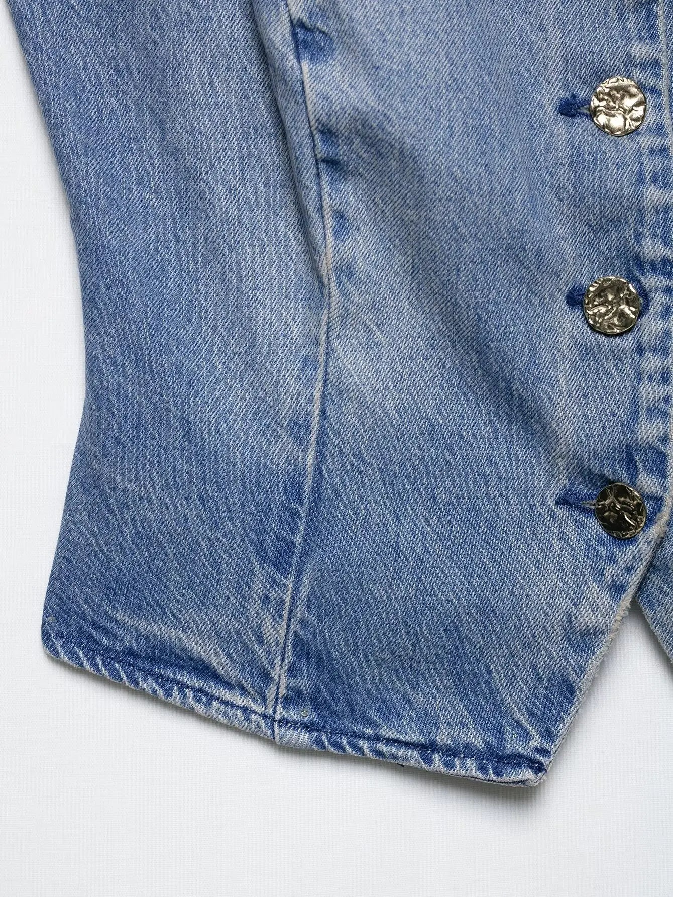 Set denim donna 2 pezzi 2025 – gilet con bottoni + jeans a vita alta wide-leg, look streetwear casual chic