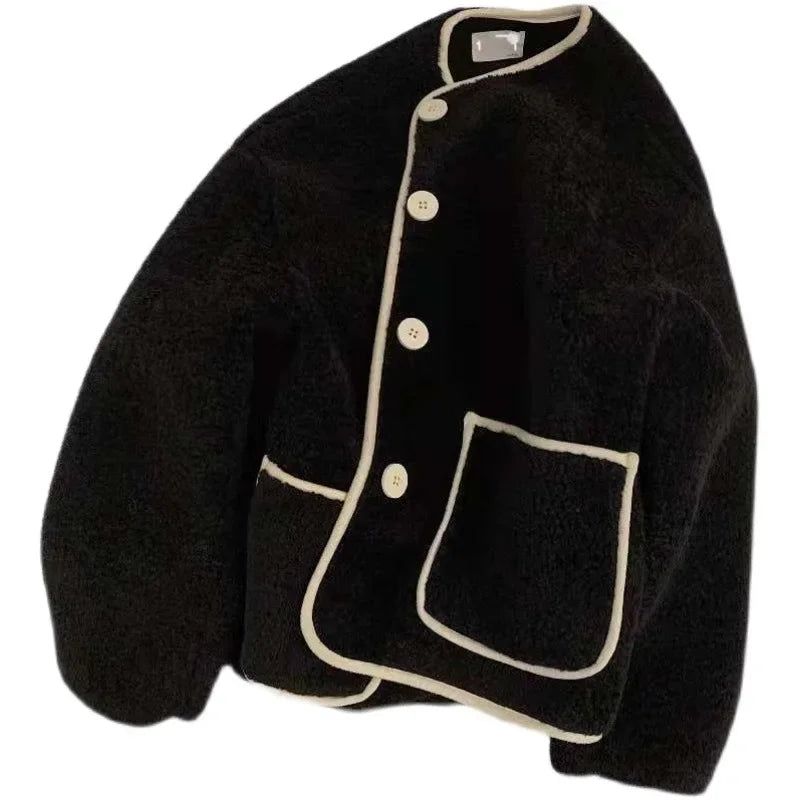 Giacca corta in pelliccia d'agnello donna – Cappotto oversize imbottito per l'inverno, taglie piccole disponibili