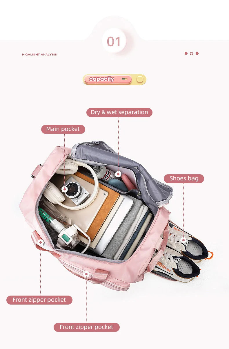 Borsa sportiva donna 2025 – duffel con doppio comparto asciutto/bagnato ideale per palestra, nuoto e viaggi