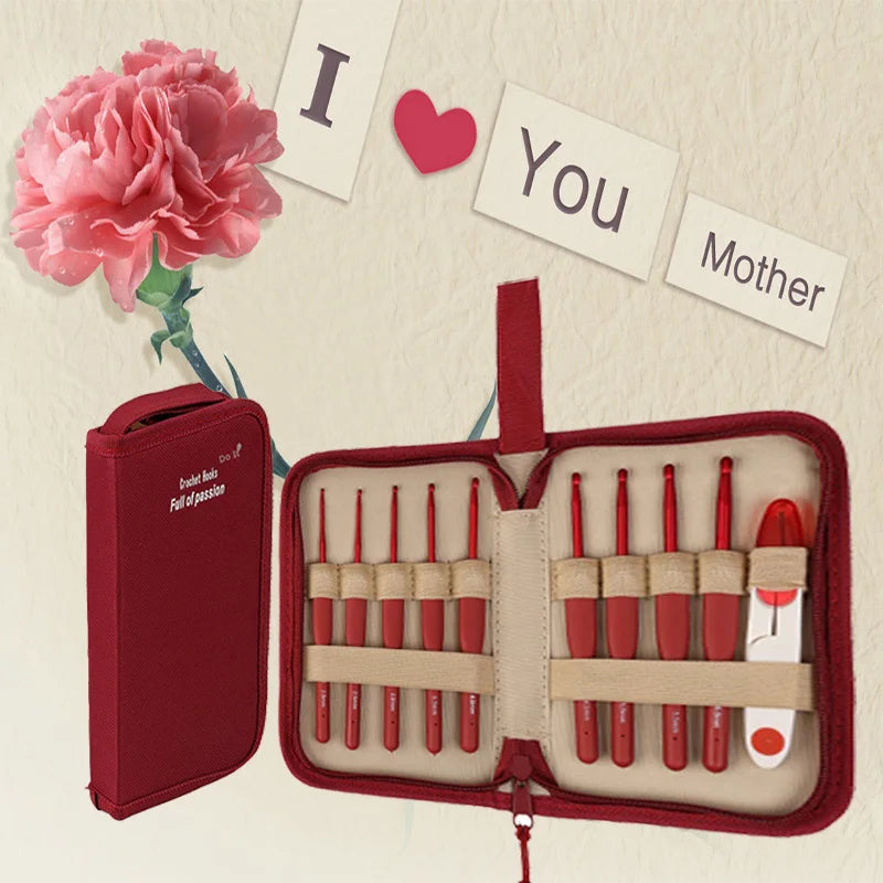 Set Strumenti da Lavoro Handmade 10 pezzi – Manico Ergonomico per Crochet, Maglia e DIY