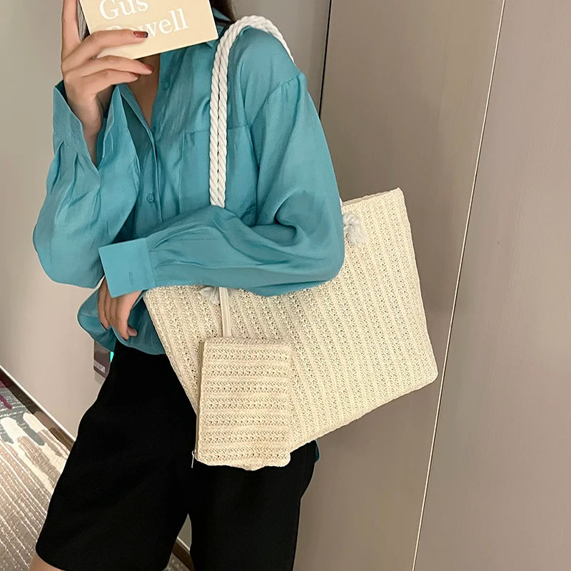 Borsa Tote Donna in Paglia Grande Capacità – Stile Boho Estivo
