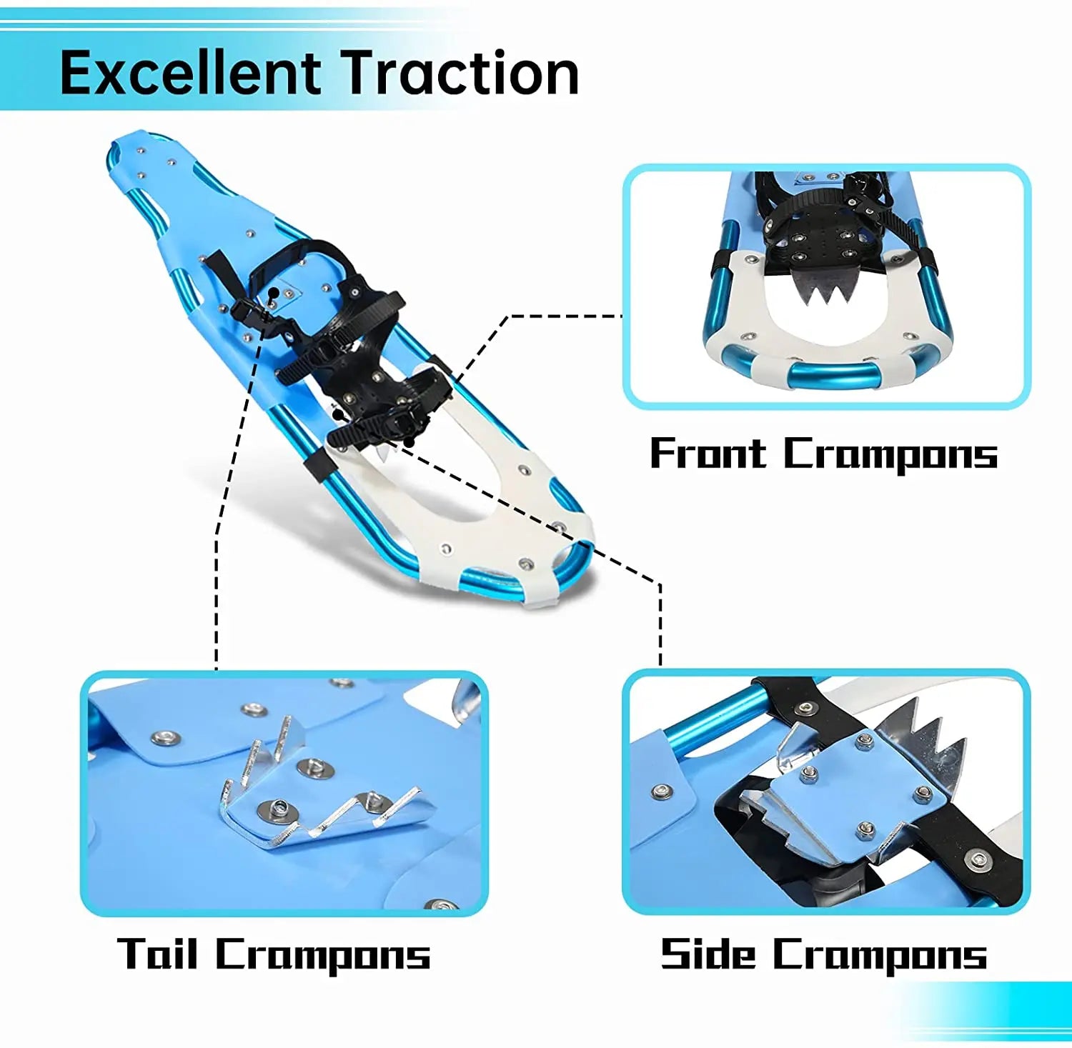 Racchette da sci/skates in alluminio regolabili – short ski “sliding” leggeri per neve, sport outdoor