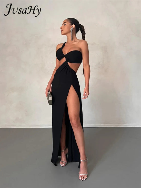 Abito Monospalla Sexy Donna Y2K – Spacco, Schiena Scoperta, Look Party 2025