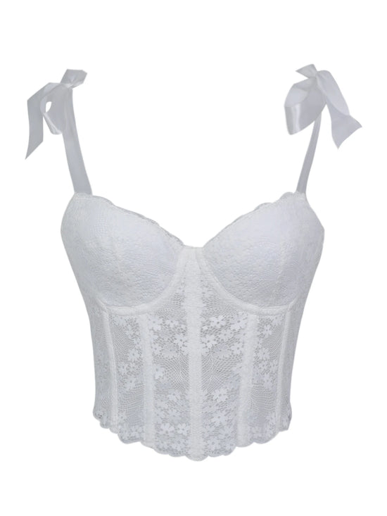 Corsetto Sexy in Pizzo Trasparente – Bustier Push Up Donna