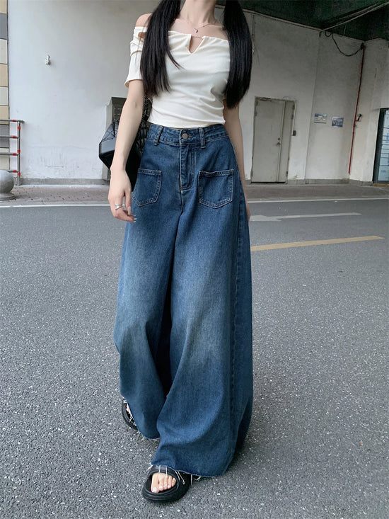 Baggy Jeans  larghi a vita alta effetto corsetto: stile Y2K con un tocco retrò per look streetwear di tendenza