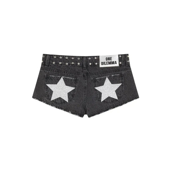 Shorts Jeans Donna Y2K con Stelle – Hot Pants Denim Streetwear