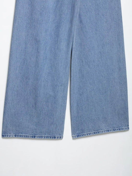 Set denim donna 2 pezzi 2025 – gilet con bottoni + jeans a vita alta wide-leg, look streetwear casual chic