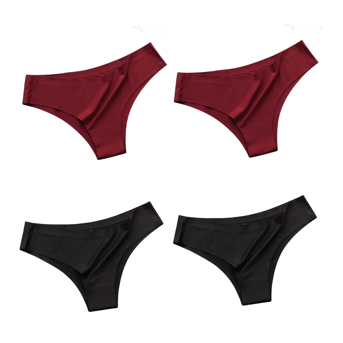 Set 4 pezzi mutandine donna seamless in ice silk – vita bassa G-string ultra sottile comfort quotidiano