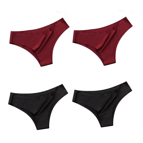 Set 4 pezzi mutandine donna seamless in ice silk – vita bassa G-string ultra sottile comfort quotidiano