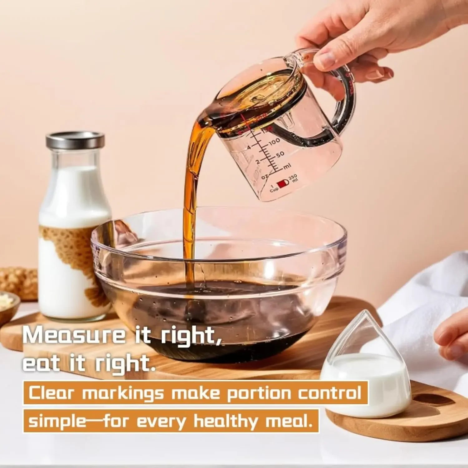 4-IN-1 Measuring Cup Adjustable MultiFunctional Measuring Cup With Scraper-Style Seal Base Kitchen Cube Cups Tools For Cooking