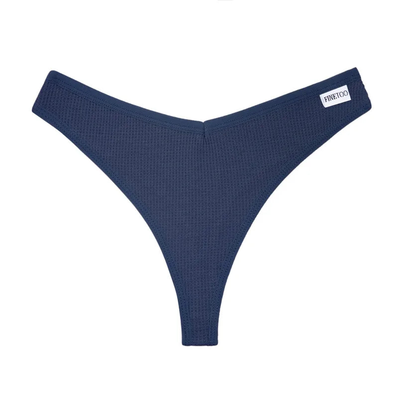 Set 3 pezzi perizomi donna G-string in cotone waffle a vita bassa – underwear sexy comfort quotidiano