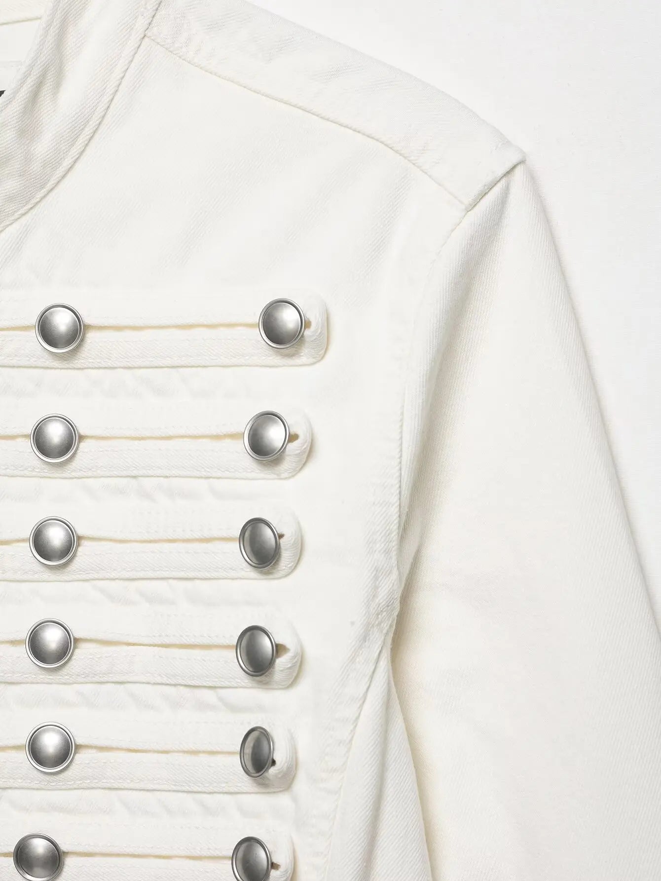 Giacca Corta Donna Vintage con Collo Tondo e Bottoni