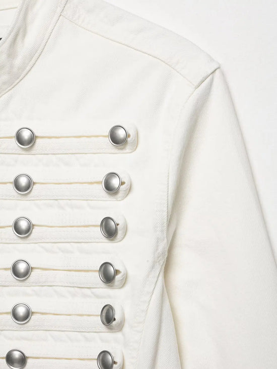 Giacca Corta Donna Vintage con Collo Tondo e Bottoni