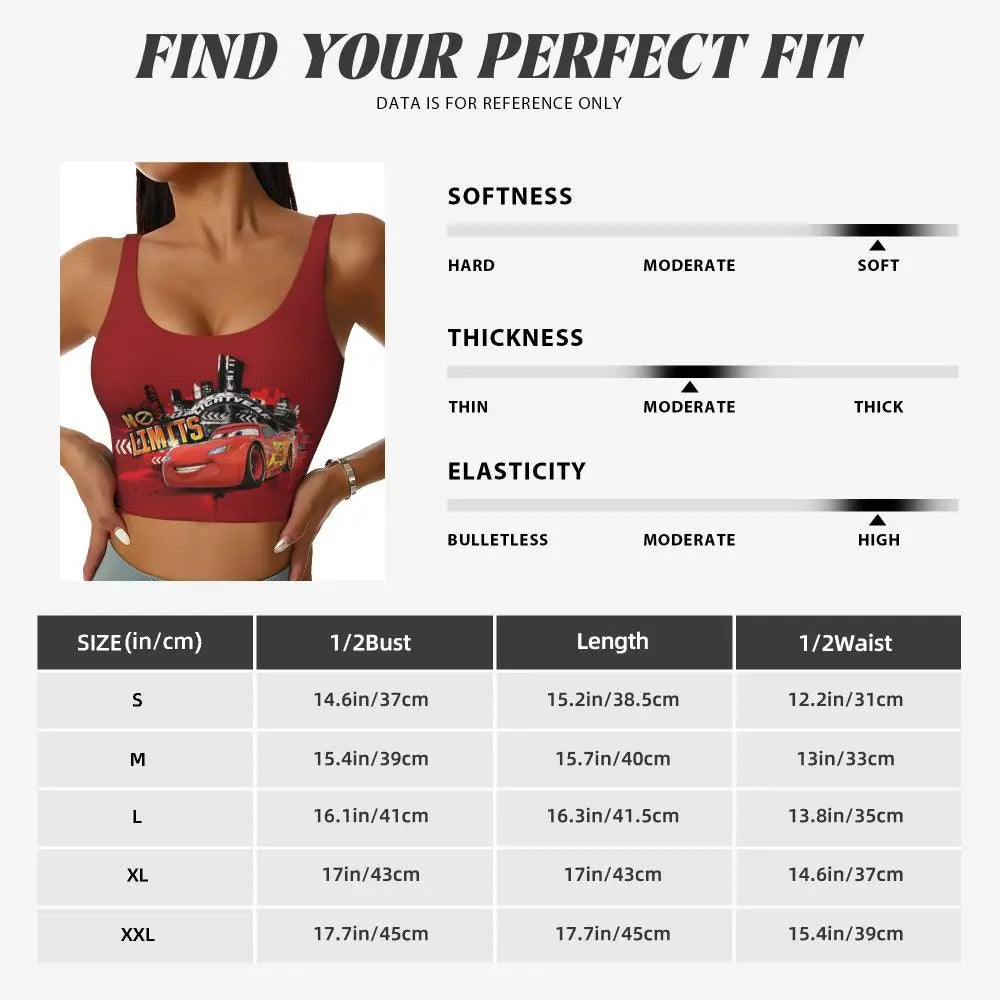 Maglia cars SaettaMcQueen Donna | Cartoon Fitness Crop Top Cars