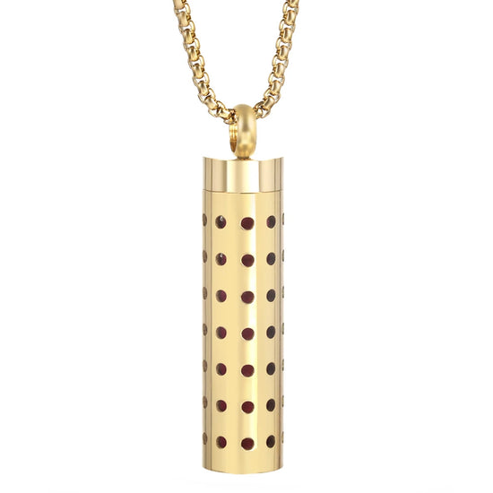Collana dorata con diffusore per oli essenziali in acciaio inox – Gioiello aromaterapico profumato per donna
