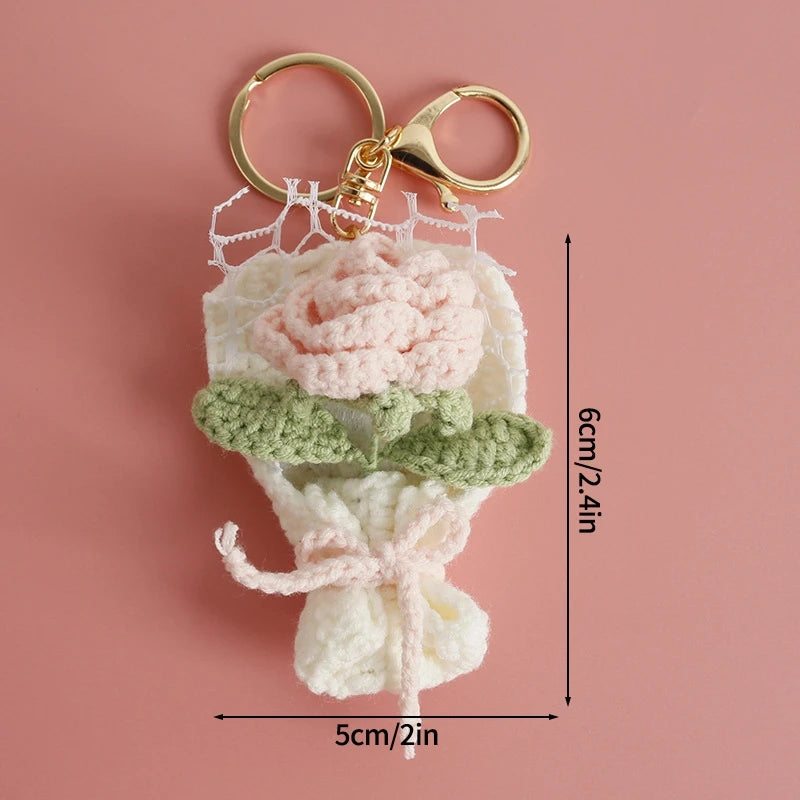 Portachiavi fiore all’uncinetto artigianale – charm amigurumi handmade per borse e chiavi