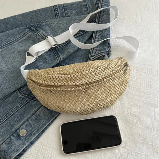 Marsupio Intrecciato Donna Estivo – Borsa a Petto Paglia Leggera