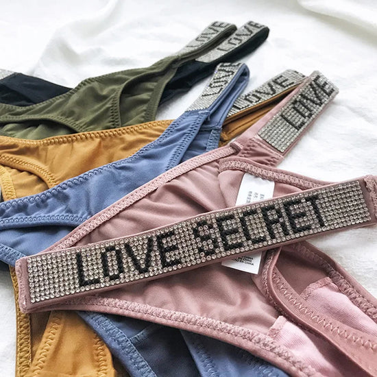 5 Slip a Vita Alta Sexy con Strass | Tanga Perizoma Donna S-XL