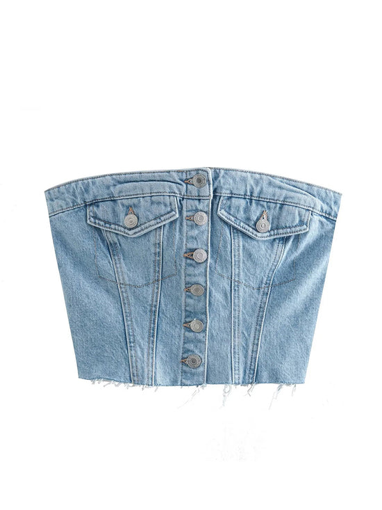 Top Senza Spalline Donna – Crop Tube Top Sexy Y2K