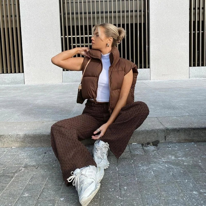 Gilet Corto Donna Imbottito Collo Alto – Giubbotto Senza Maniche Piumino per Outdoor e Viaggi