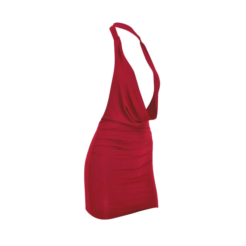 Sexy Mini Dress Donna Estivo – Bodycon Halter V‑Neck Backless 2025