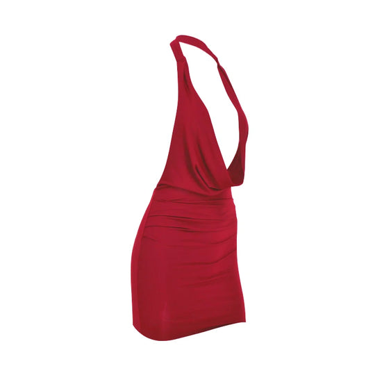 Sexy Mini Dress Donna Estivo – Bodycon Halter V‑Neck Backless 2025