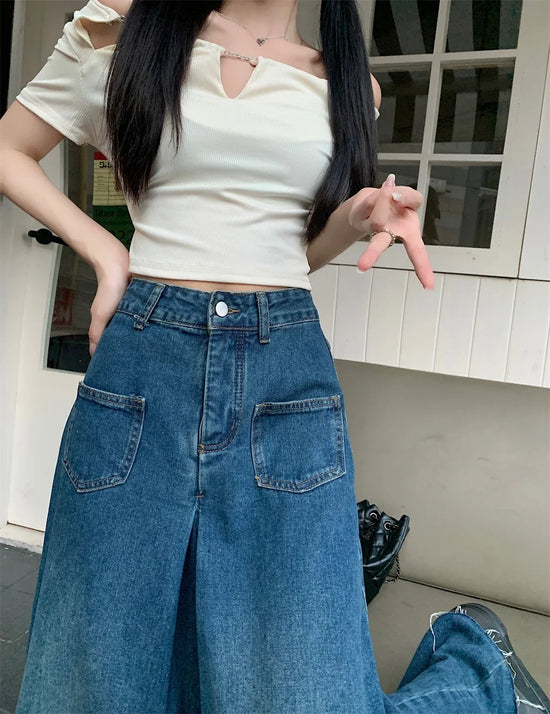 Baggy Jeans  larghi a vita alta effetto corsetto: stile Y2K con un tocco retrò per look streetwear di tendenza