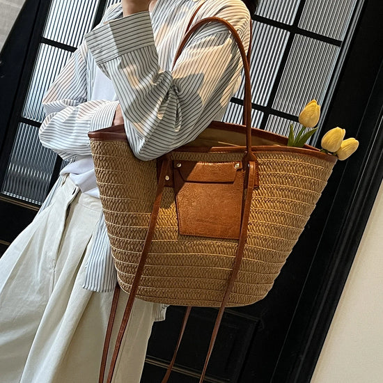 Borsa Donna in Paglia Intrecciata – Tote Estiva con Zip