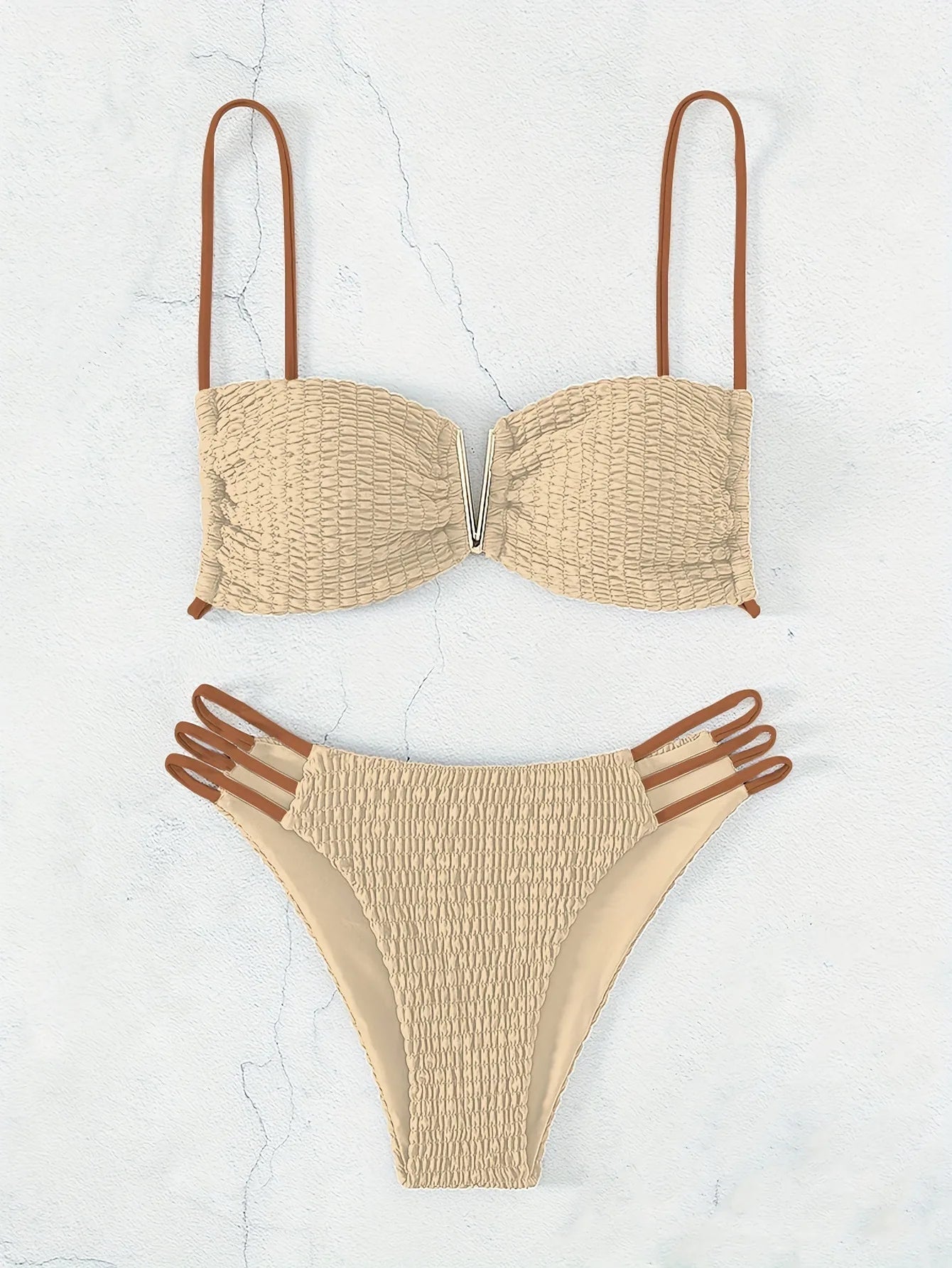 Bikini push-up sexy donna 2025 con laccetti e scollo profondo