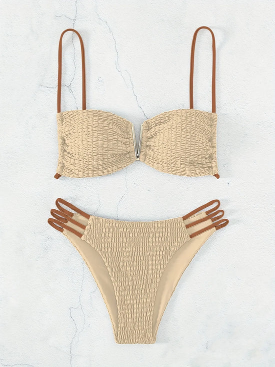 Bikini push-up sexy donna 2025 con laccetti e scollo profondo