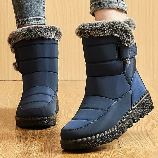 Stivali Invernali Donna – Ankle Boots Impermeabili con Pelliccia, Antiscivolo e Tacco Basso