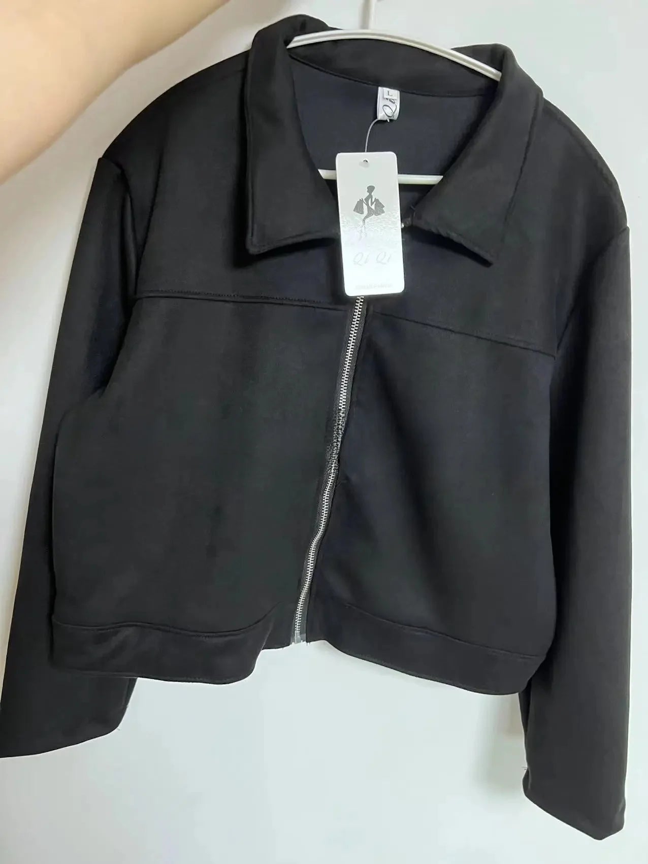 Giacca in pelle donna stile vintage – Giubbotto corto con zip, collo alla coreana, taglio slim fit, versatile e alla moda