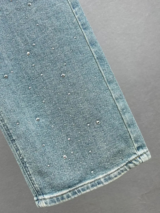 Jeans Donna Vita Alta con Ciondolo Brillante – Modello Gamba Dritta