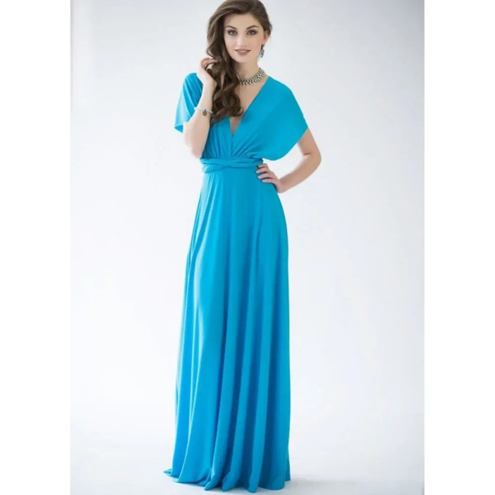 Abito Lungo Multiway Donna con Scollo a V – Vestito Trasformabile Elegante