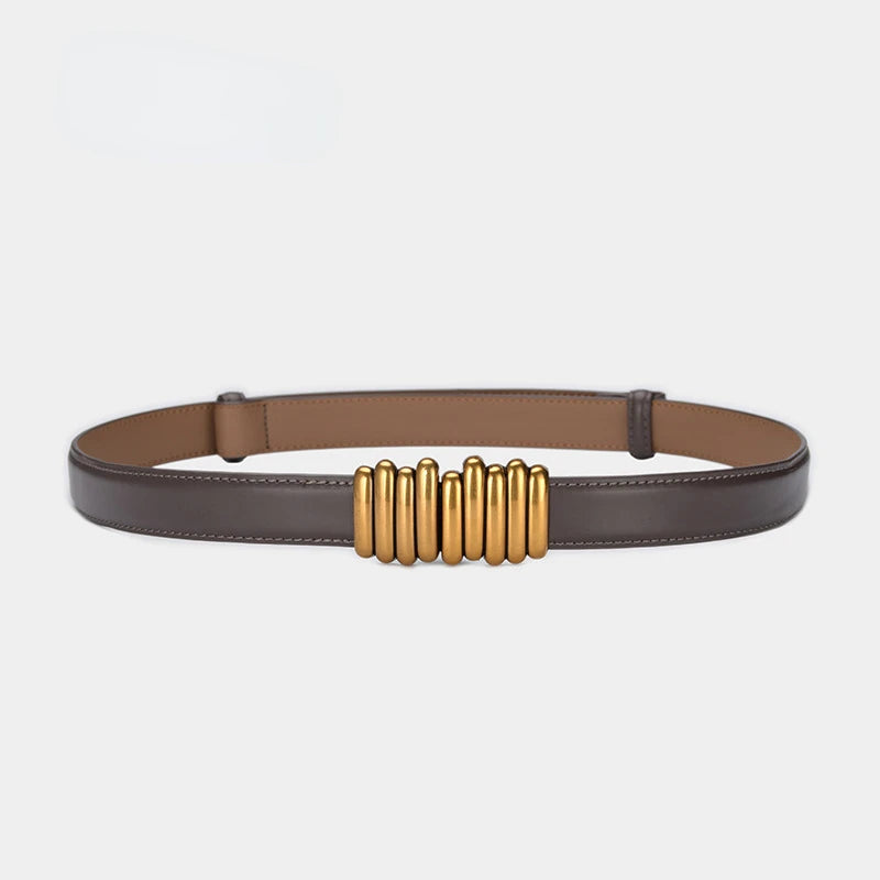 Cintura donna ecopelle vera 2025 – skinny knot belt in cowhide con fibbia gold, cintura regalo moda