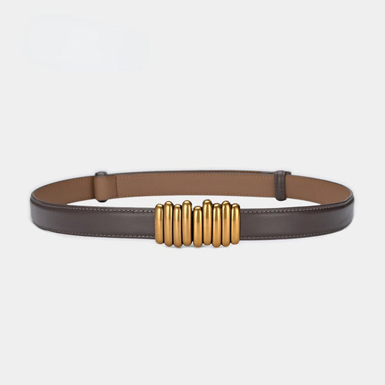 Cintura donna ecopelle vera 2025 – skinny knot belt in cowhide con fibbia gold, cintura regalo moda
