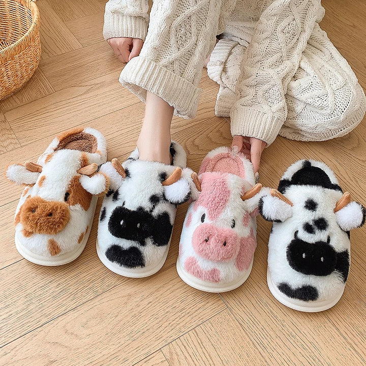 Pantofole Mucca Donna in Peluche – Ciabatte Calde da Casa