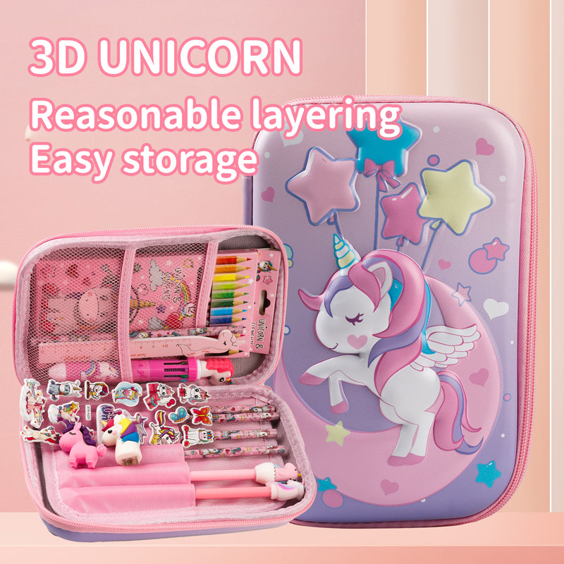 Cool Dinosaur Pencil Case Stationery Set Unicorn 3D EVA Pencil Box Organizer School Supplies for Kids Boys Back To School Gift