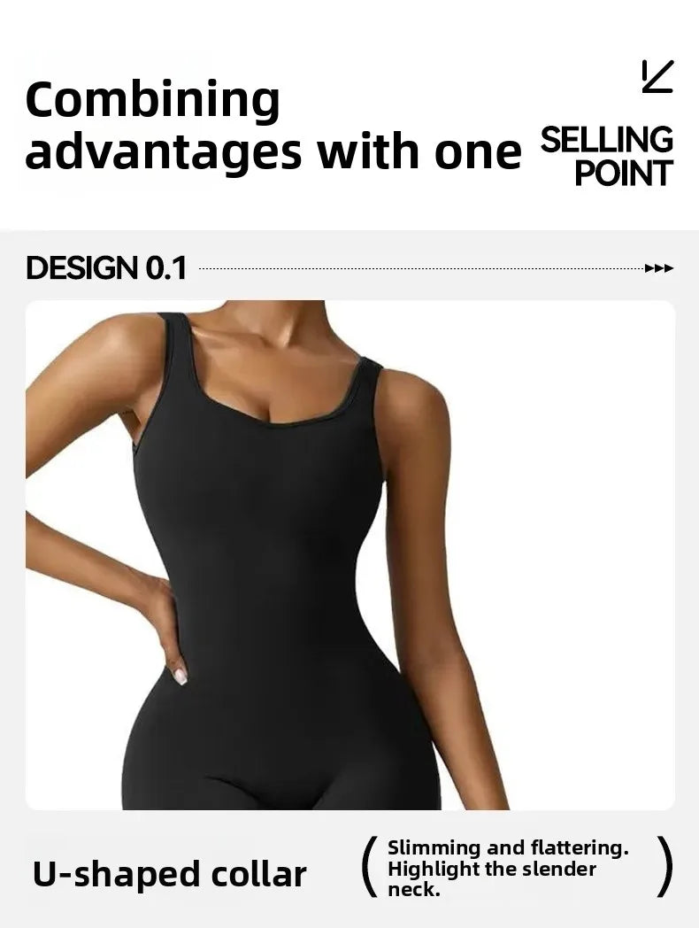 Tuta yoga intera seamless donna – Body atletico con schiena a U, modellante, da allenamento ad alto impatto