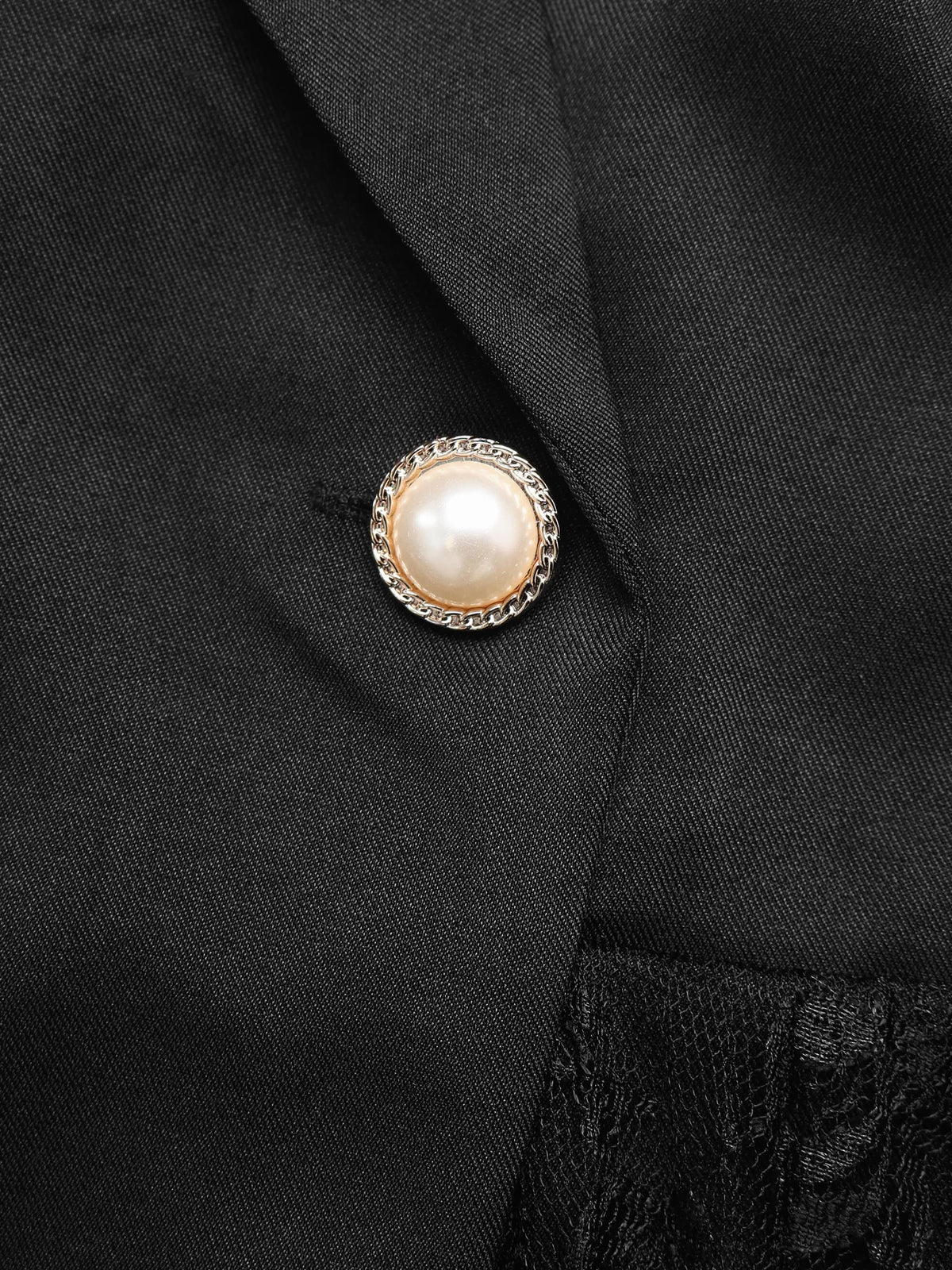 Abito blazer nero con pizzo e maniche lunghe