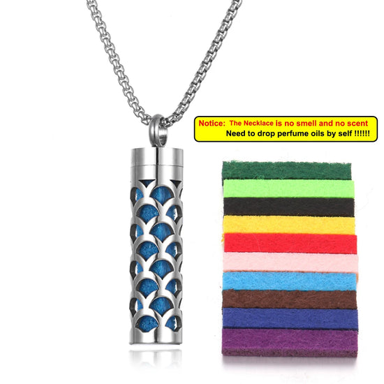 Collana diffusore profumo in acciaio – Aromaterapia wearable argento con spugnetta interna