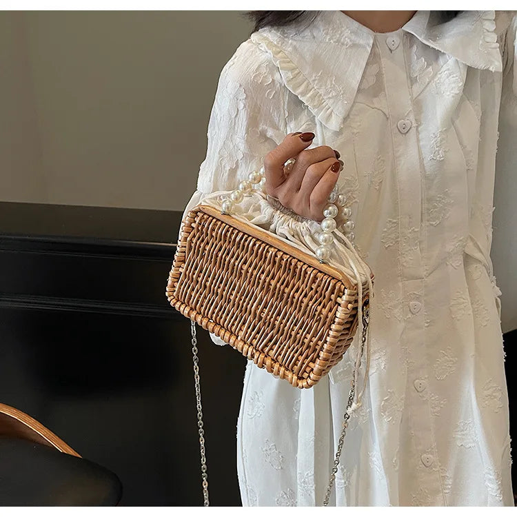 Borsa in Paglia con Perle Donna – Stile Boho Chic Estivo