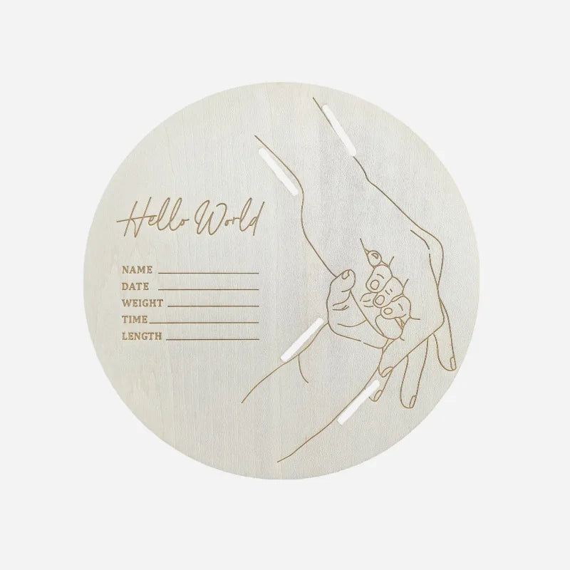 Porta Braccialetto Nascita Neonato – Targhetta Hello World in Legno
