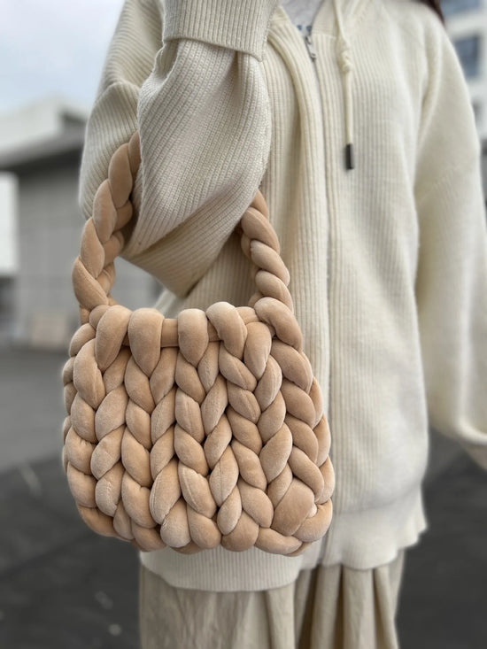 Borsa uncinetto in velluto intrecciato a mano – handbag artigianale unisex disponibile in più colori e dimensioni