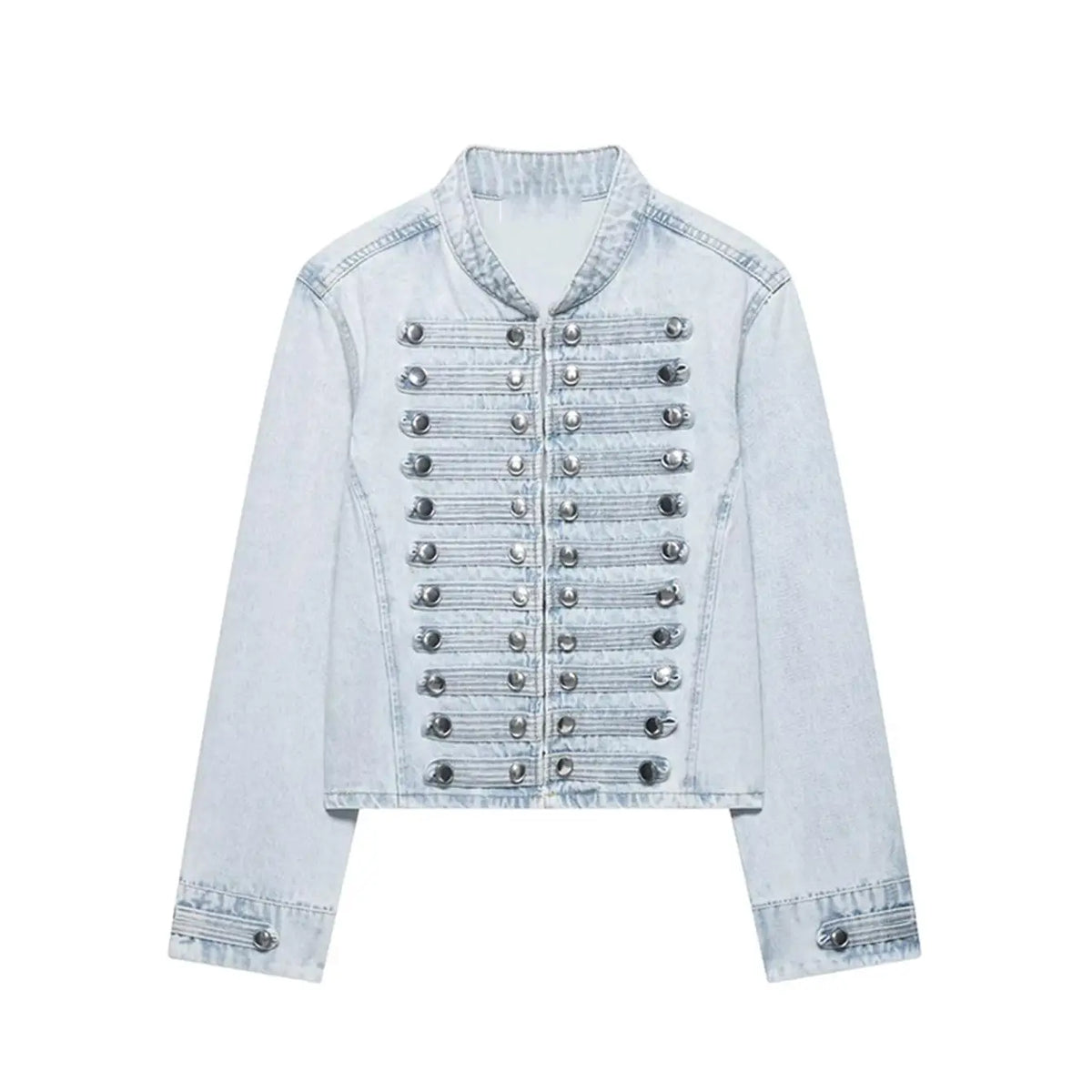 Giacca Corta Donna Vintage con Collo Tondo e Bottoni