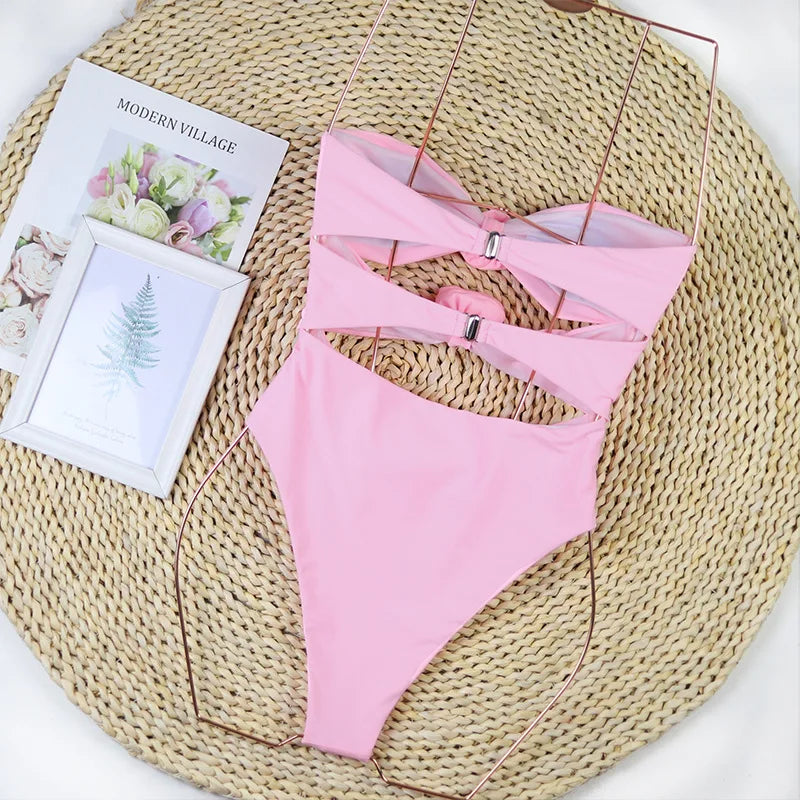 Bikini sexy 2025 con fiori 3D e taglio brasiliano a vita alta